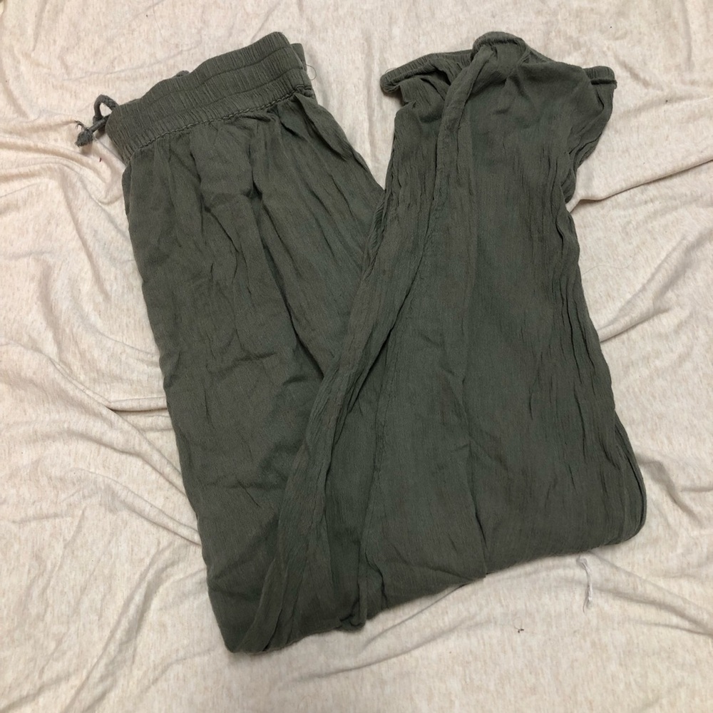 Aerie Lace Joggers Cotton Viscose Blend Olive Green Size Medium